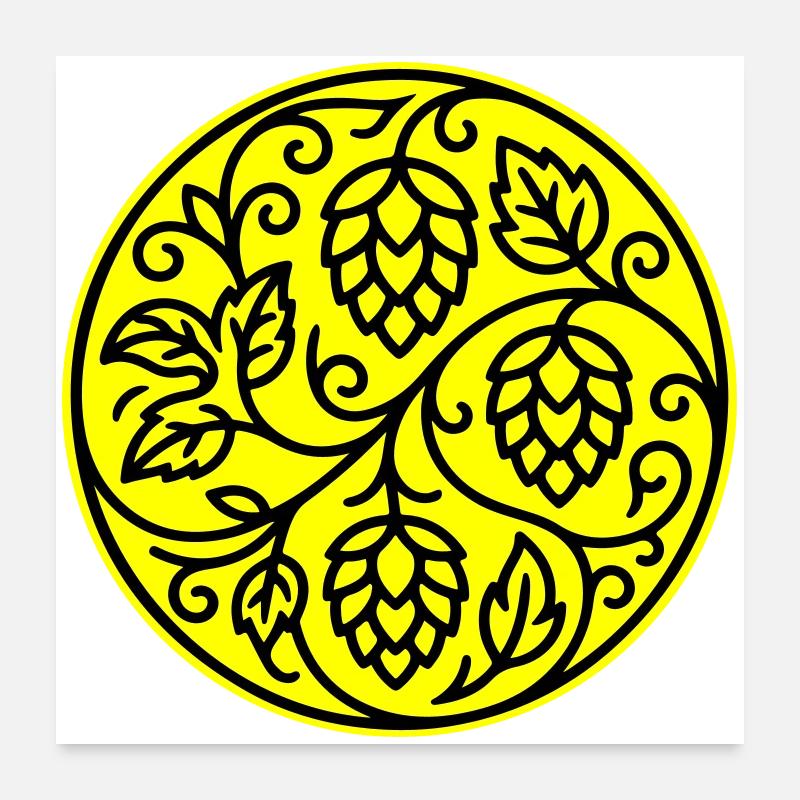 Symbole du houblon orge malt Poster 60 x 60 cm