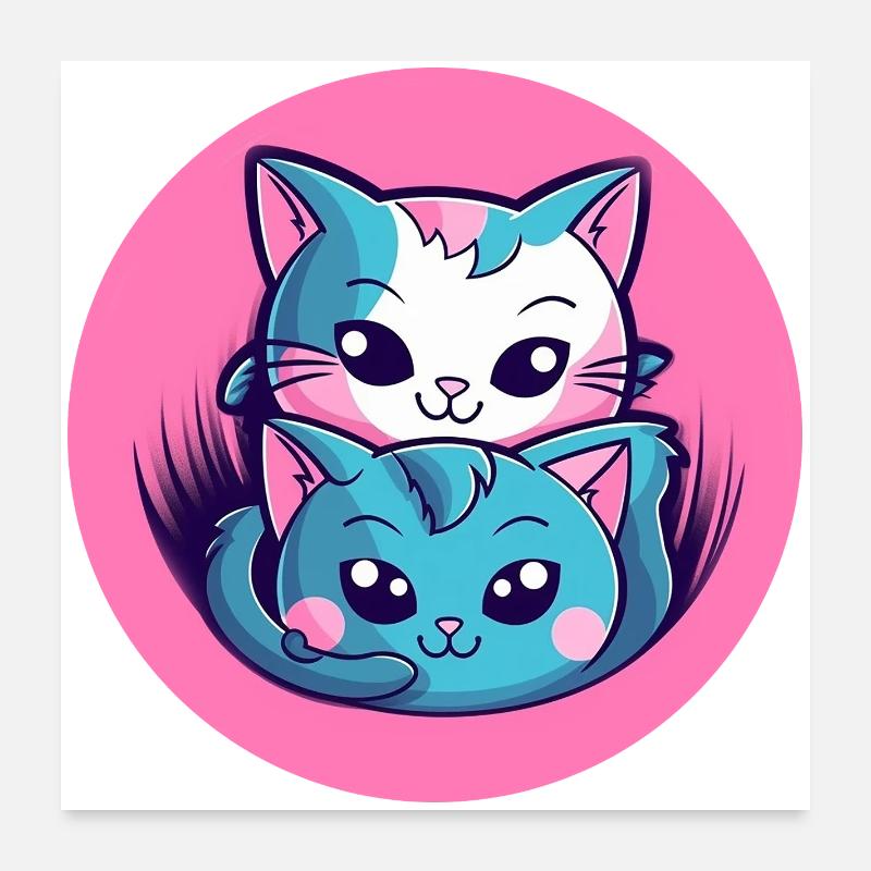 Duo de câlins chatons Poster 60 x 60 cm