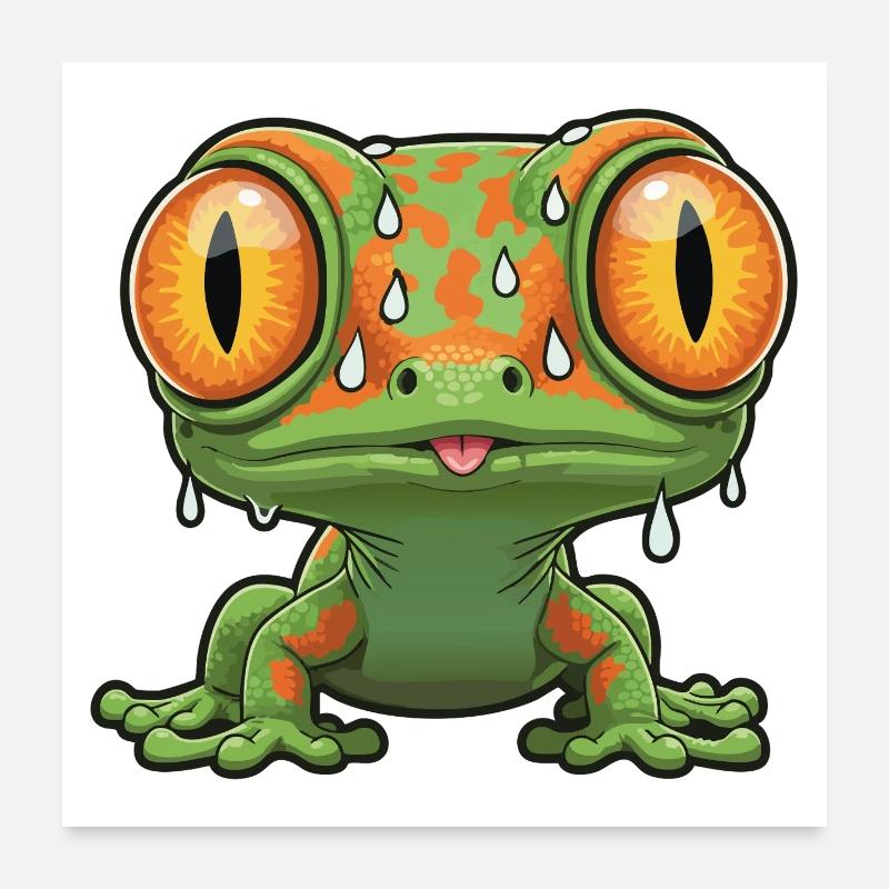 Maskottchen der gestressten Echsenpanik mit hervorquellenden Augen Poster 60x60 cm