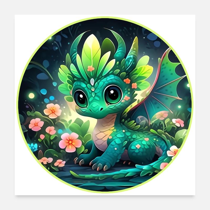 Dragon Cub in the Rainforest Poster 24" x 24" (60x60 cm)
