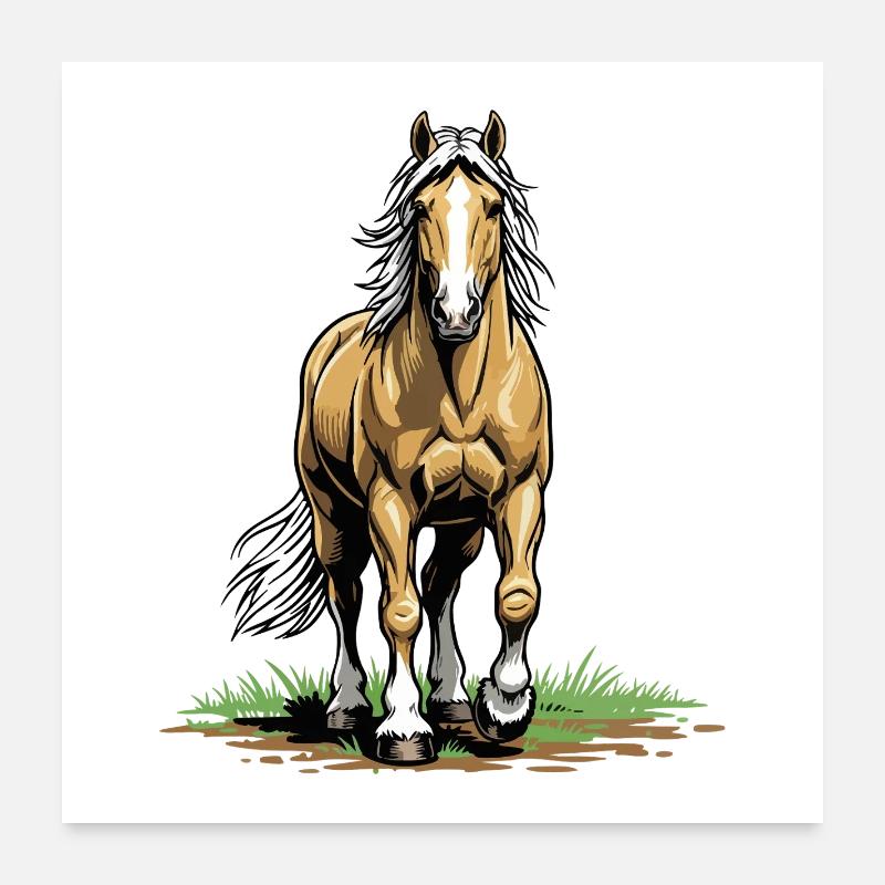 Palomino de Face Pferd Equestrian Elegance Chic Poster 60x60 cm