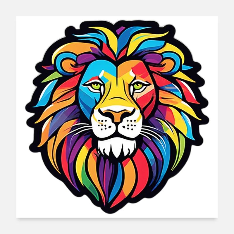 Rainbow Bright Lion Poster 24" x 24" (60x60 cm)