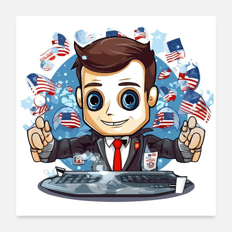 Motif TechDJ des drapeaux américains Poster 60 x 60 cm