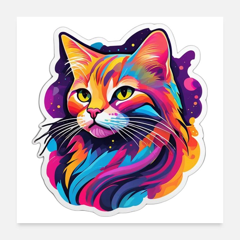 Rainbow Bright Cat Poster 24" x 24" (60x60 cm)