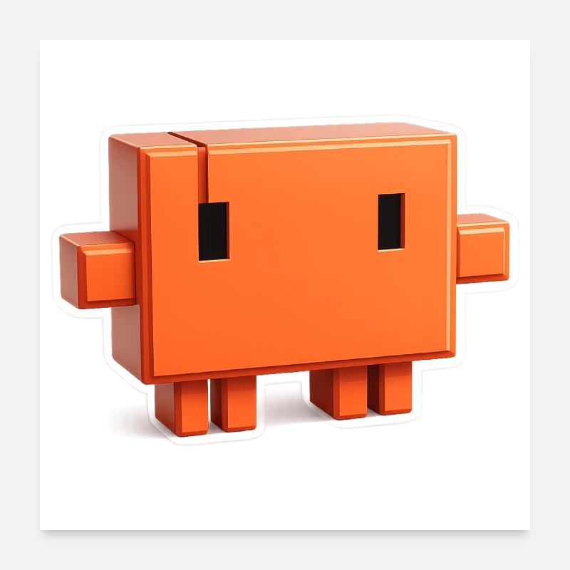 Claude Code Pixel 3D Mascot Cute Dev Sticker Poster 60 x 60 cm