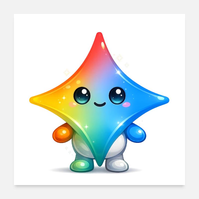 Süßer Gemini-Star-Maskottchen-Aufkleber Poster 60x60 cm