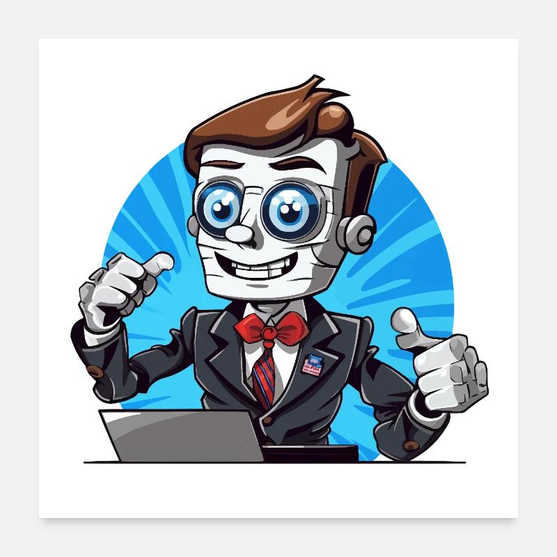 Robot streamer in a suit Poster 24" x 24" (60x60 cm)