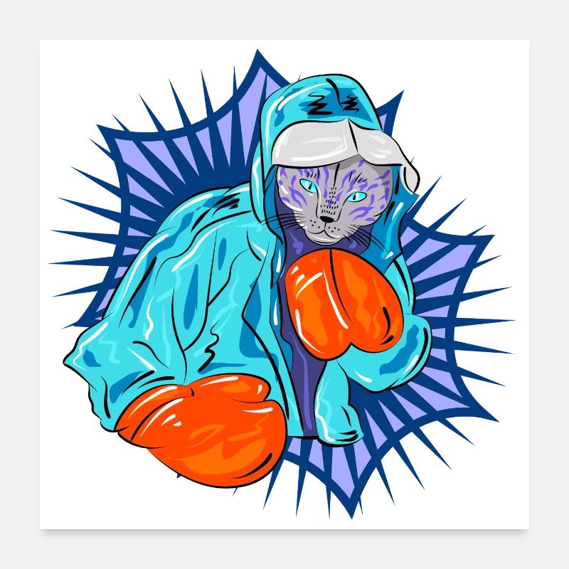 Chat carré en sweat à capuche néon Poster 60 x 60 cm