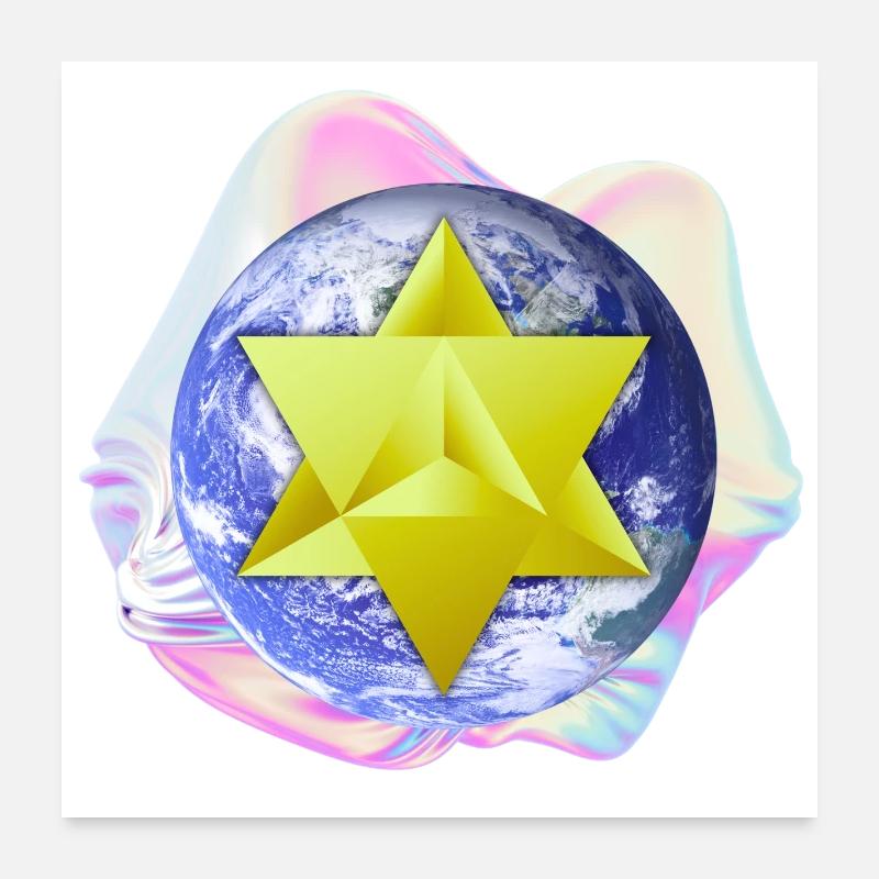 Merkaba Earth surréaliste Poster 60 x 60 cm