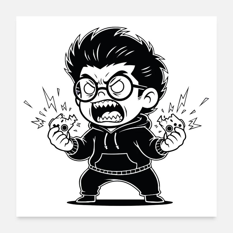 Gamer Anger Controller Zerbrochene Wut Poster 60x60 cm