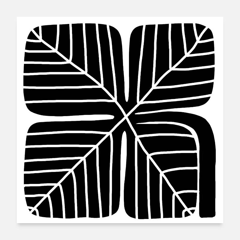 Conception audacieuse de trèfle porte-bonheur en linogravure Poster 60 x 60 cm