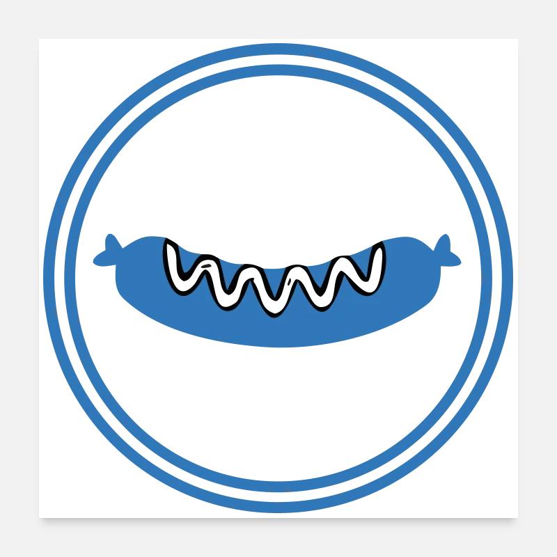 Bratwurst Sausage Circle Emblem Poster 24" x 24" (60x60 cm)