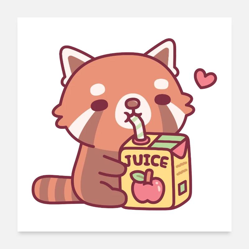Le mignon panda roux adore le jus de pomme Poster 60 x 60 cm