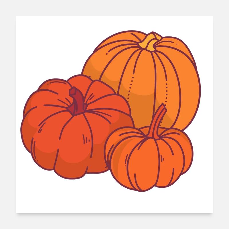 Cartoon Style Pumpkins Poster 24" x 24" (60x60 cm)