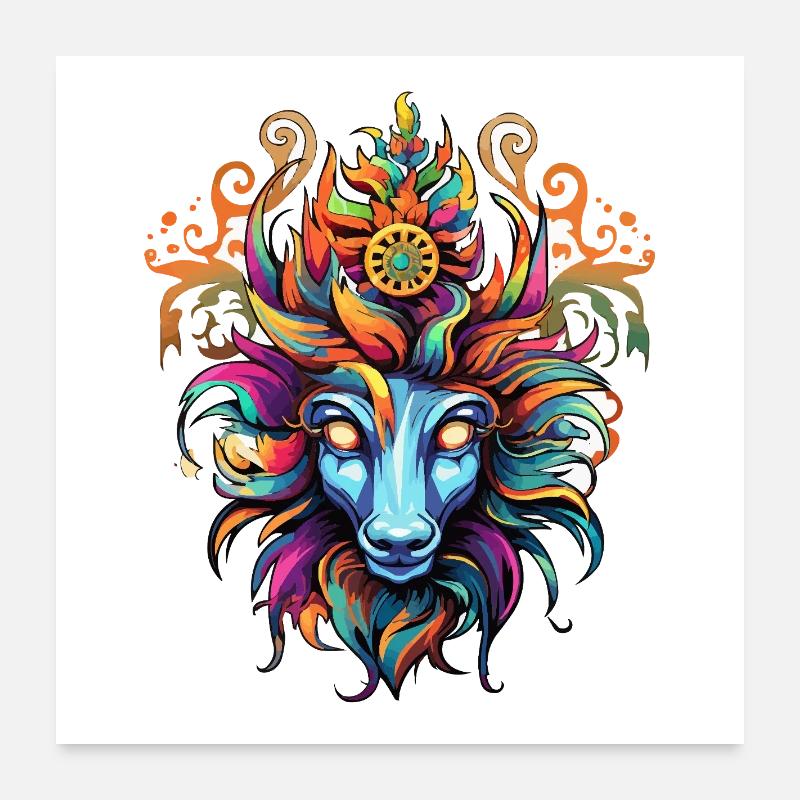 Colored Lion Head Volcanic Magic Poster 24" x 24" (60x60 cm)