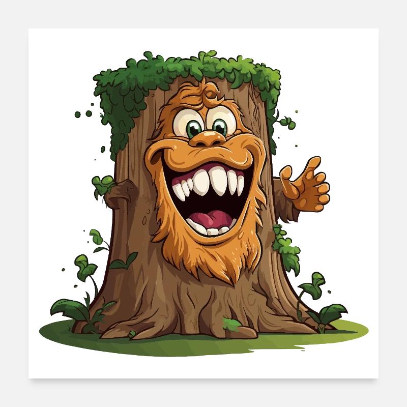 Baumriese mit breitem Grinsen Poster 60x60 cm
