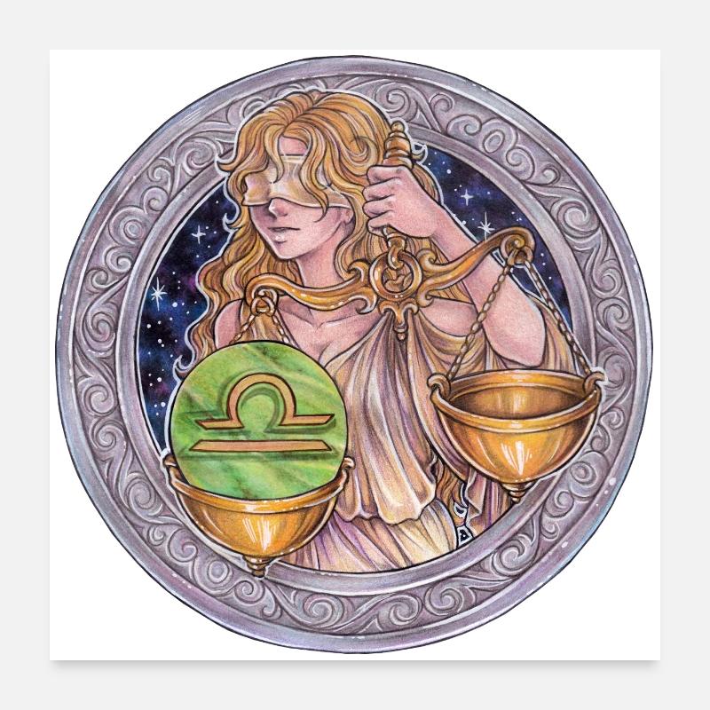 Zodiac Sign Sternzeichen Waage Libra Geschenk Poster 60x60 cm