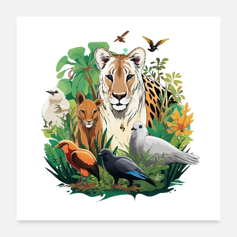 Jungle Animal Magic: Tiger in the Rainforest Poster 24" x 24" (60x60 cm)