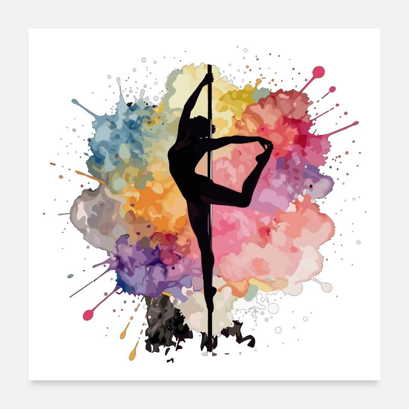 Pole Dance Silhouette – Aquarell Kunst Design Poster 60x60 cm