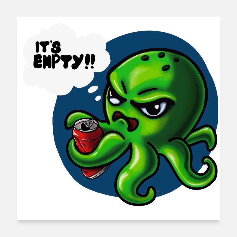 Grumpy Kraken Poster 60x60 cm