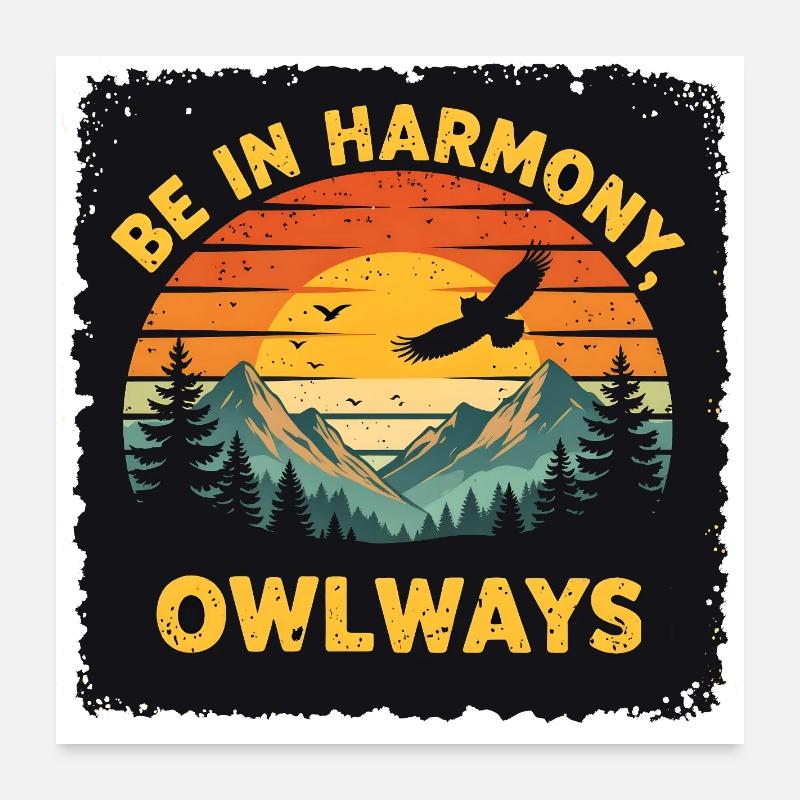Owl Harmony at Sunset Poster 24" x 24" (60x60 cm)