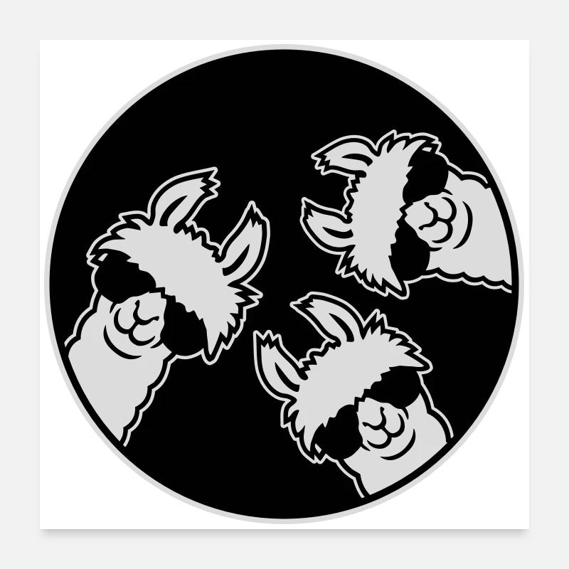 Badge de lunettes de soleil Three Llamas Cool Circle Drôle Poster 60 x 60 cm