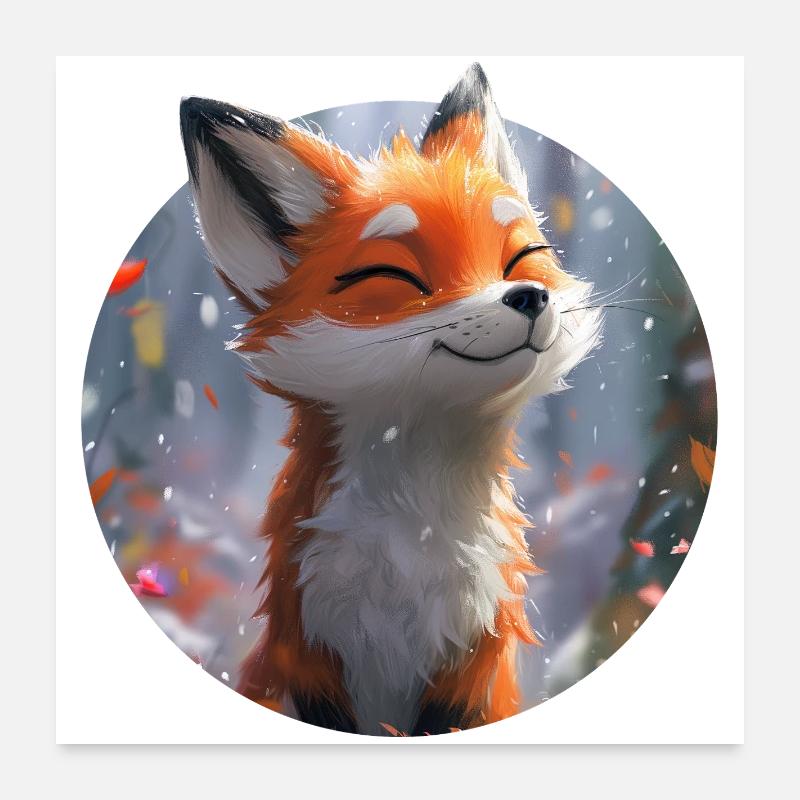 Renard mignon Poster 60 x 60 cm