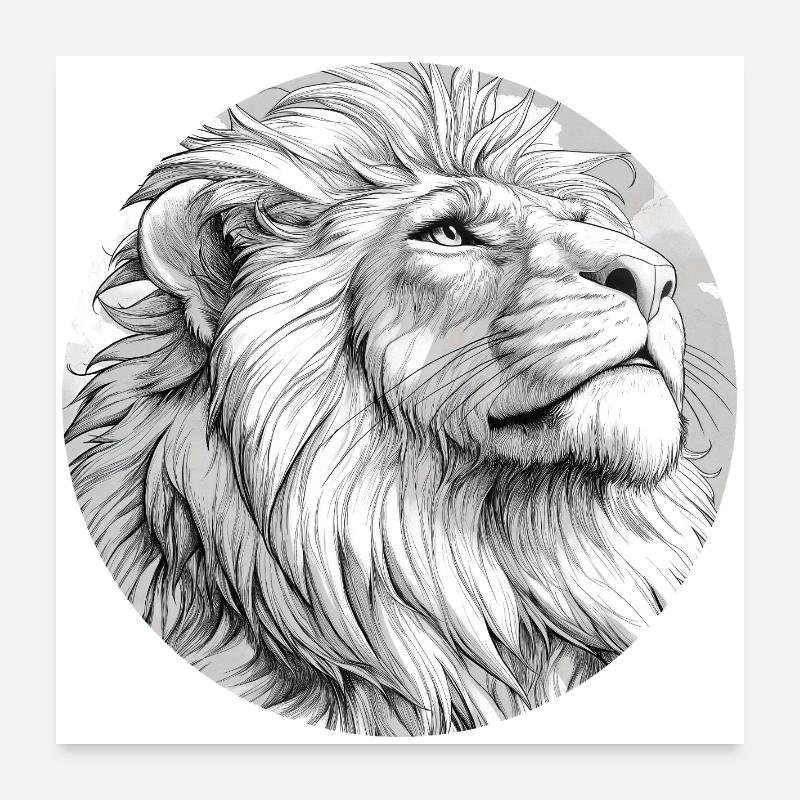 Lion Drawing Poster 24" x 24" (60x60 cm)