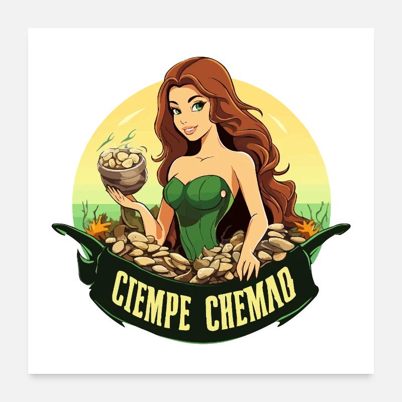 Grüne Wasserfee mit Steinbund Poster 60x60 cm