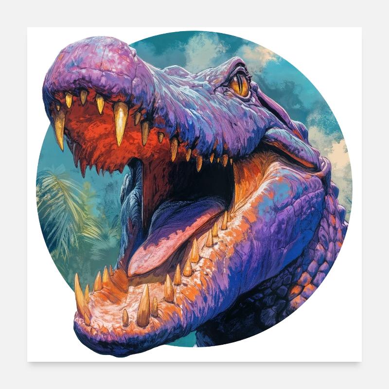 Buntes Dinosaurier-Design Poster 60x60 cm