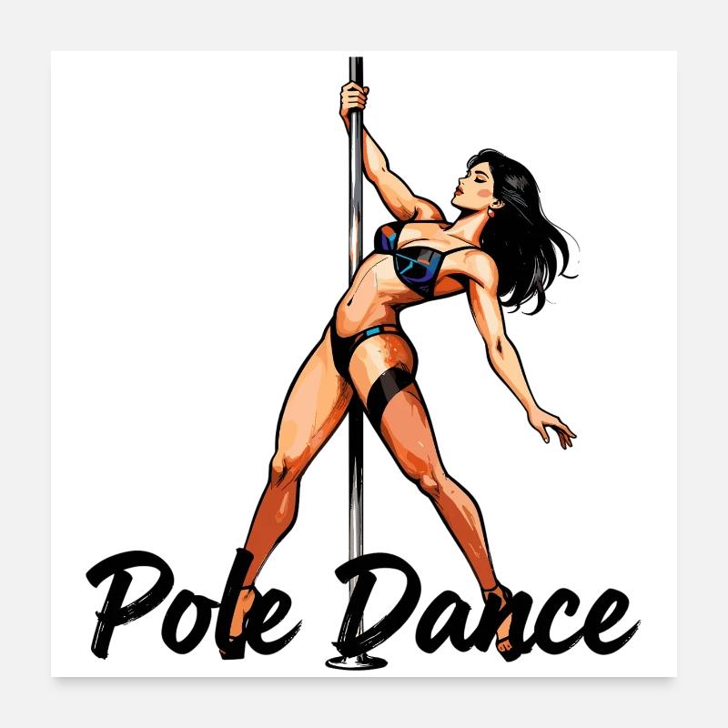 Pole Dance Silhouette – Elegante Pin-Up Kunst Poster 60x60 cm