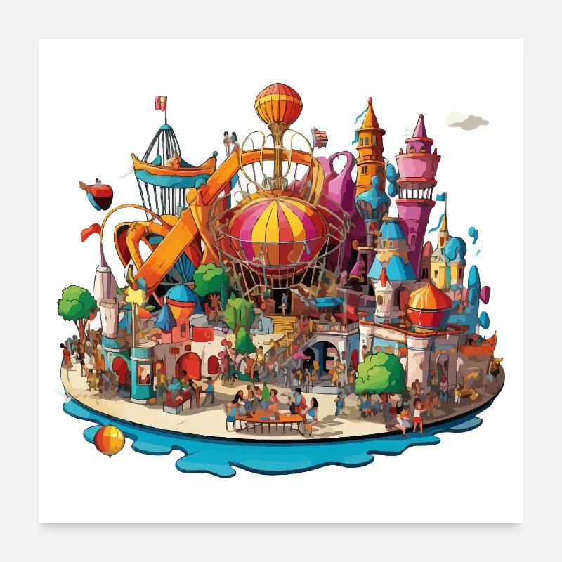Farbenfrohe Freizeitinsel Poster 60x60 cm