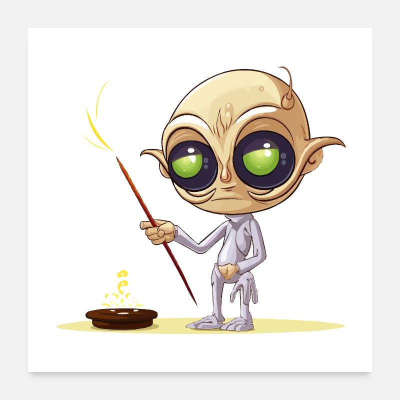 Alien Painter with Gold Dust Poster 24" x 24" (60x60 cm)