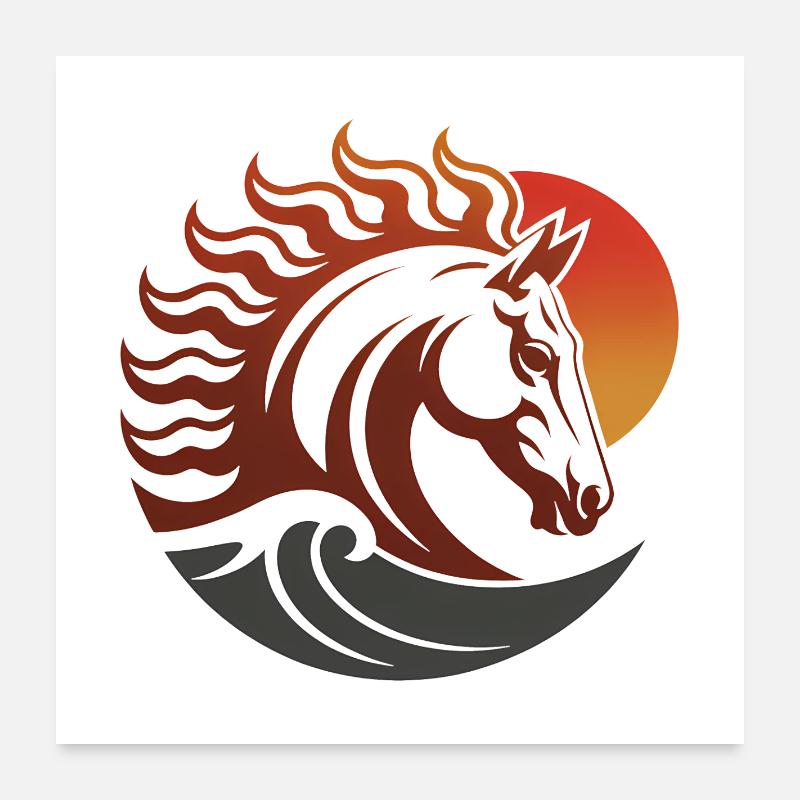 Zodiaque du Cheval de Feu Japonais Poster 60 x 60 cm