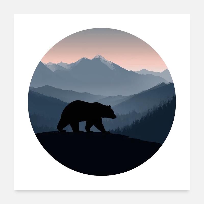 Bär, Bärenlogo, Landschaft Poster 60x60 cm