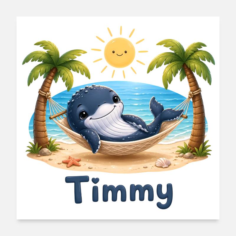 Timmy la baleine au hamac de la plage Poster 60 x 60 cm