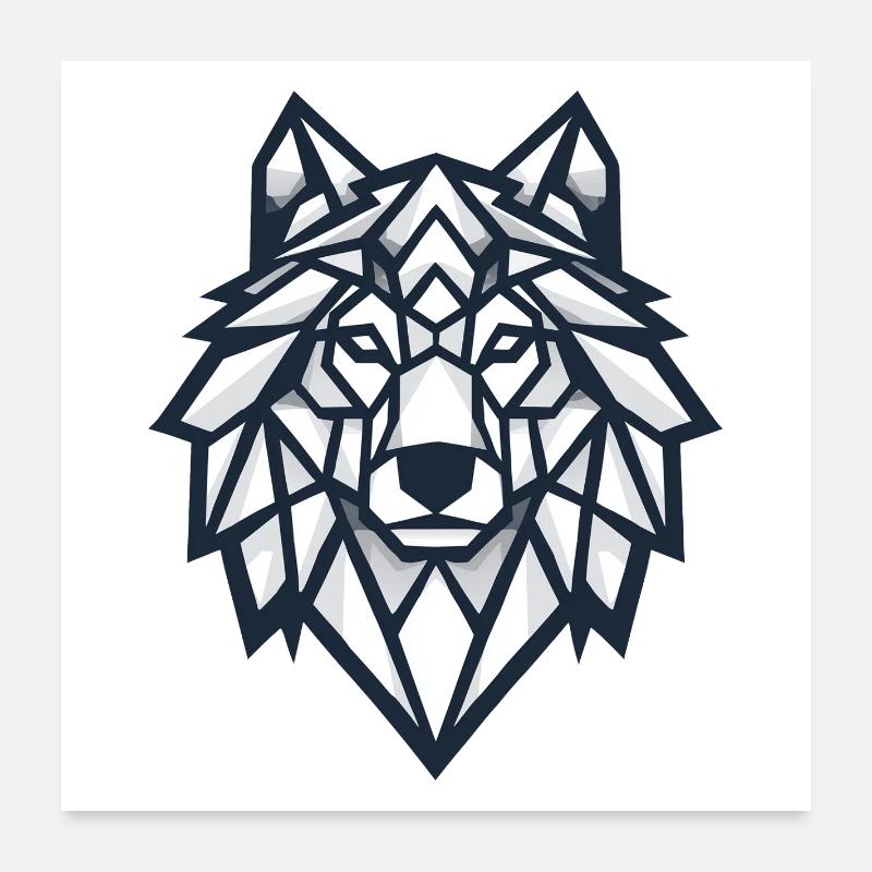 loup géométrique Poster 60 x 60 cm