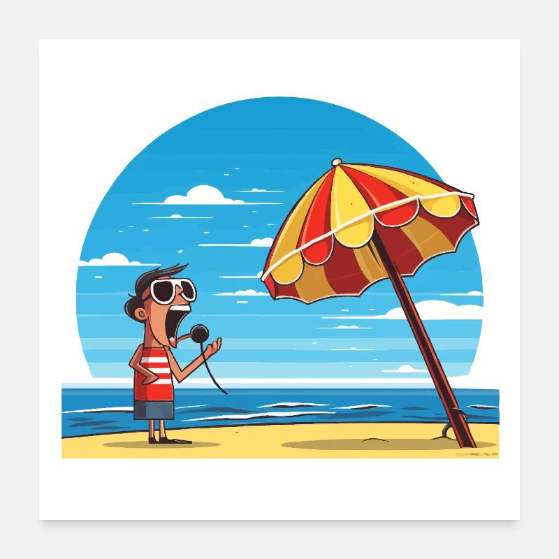 Chanson de plage sous parapluie Poster 60 x 60 cm