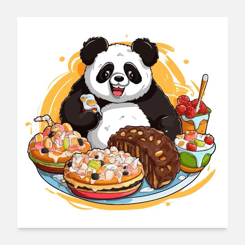 Panda Dessert Feast Poster 24" x 24" (60x60 cm)