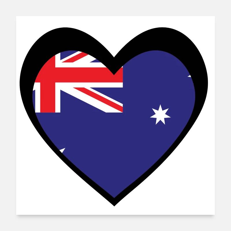 Black Aussie Heart – Bold Modern Australia Poster 60 x 60 cm