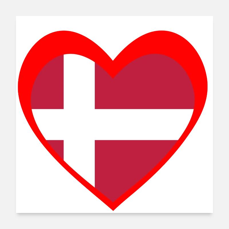 Danmark Hjerte – Kærlighed til Danmark Poster 60 x 60 cm
