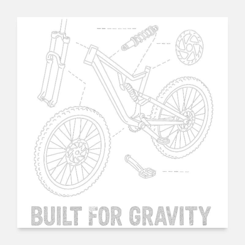 Construit pour la gravité : Dessin explosé de DH-Bike Poster 60 x 60 cm