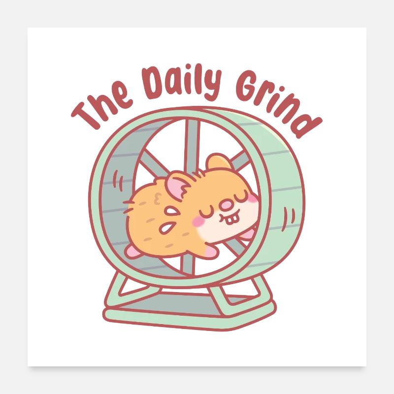 Mignon hamster courant sur la roue : la routine quotidienne Poster 60 x 60 cm