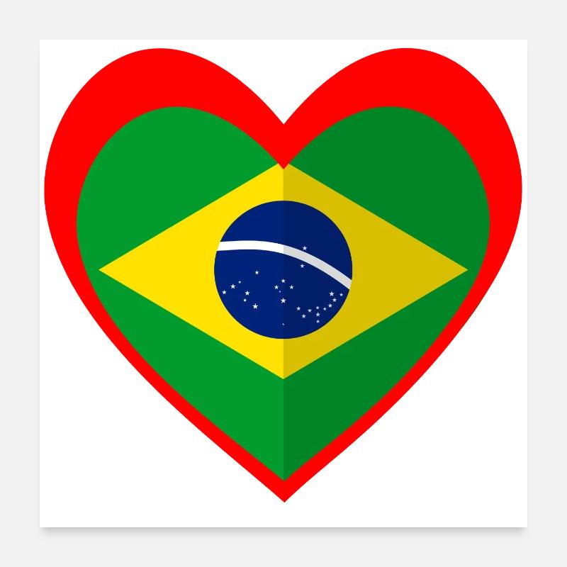 Brasil Coração – Amor pelo Brasil Poster 60 x 60 cm