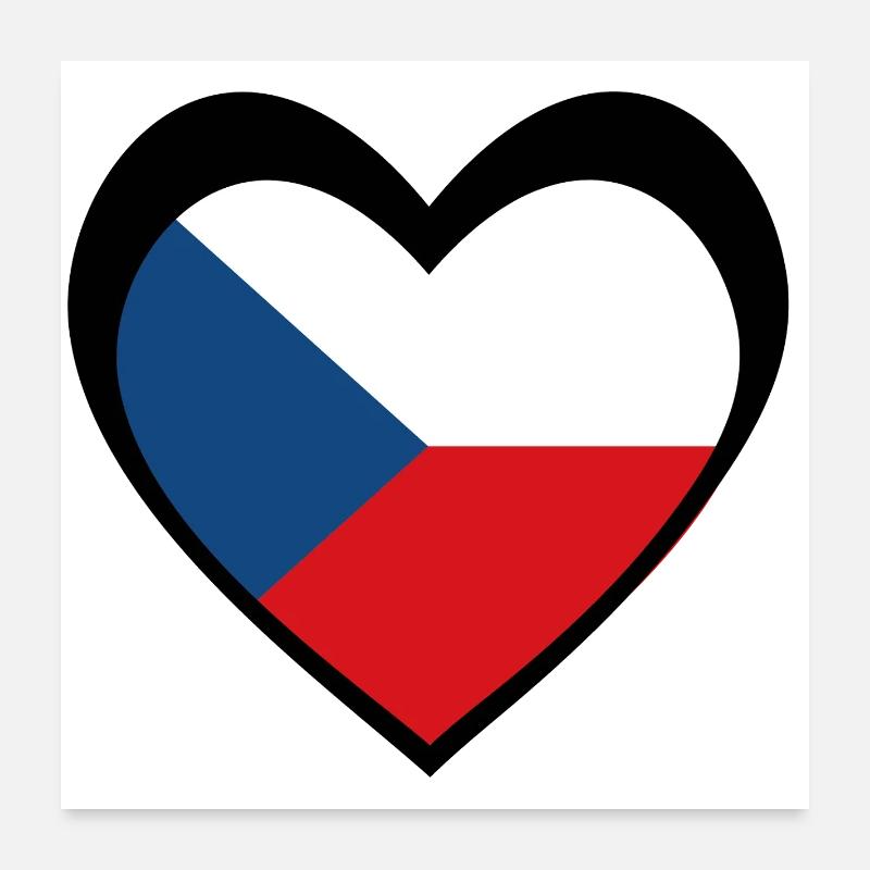 Černé Srdce Česko Poster 60x60 cm