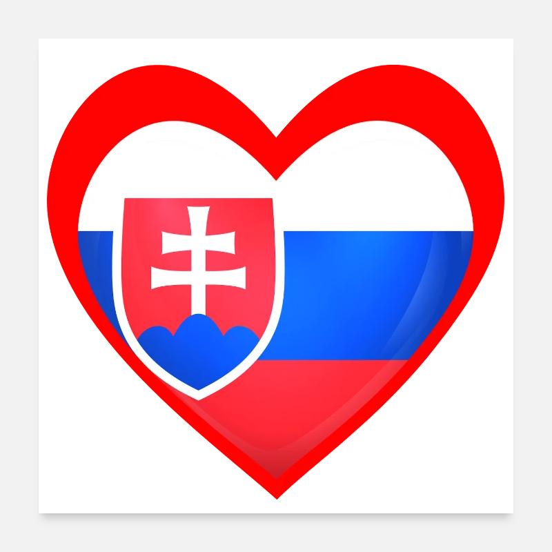 Červené Srdce Slovensko Poster 60x60 cm