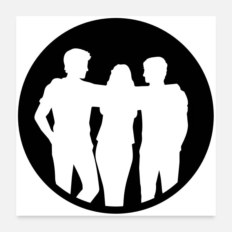 People Group Silhouette Friends Team Together Poster 24" x 24" (60x60 cm)
