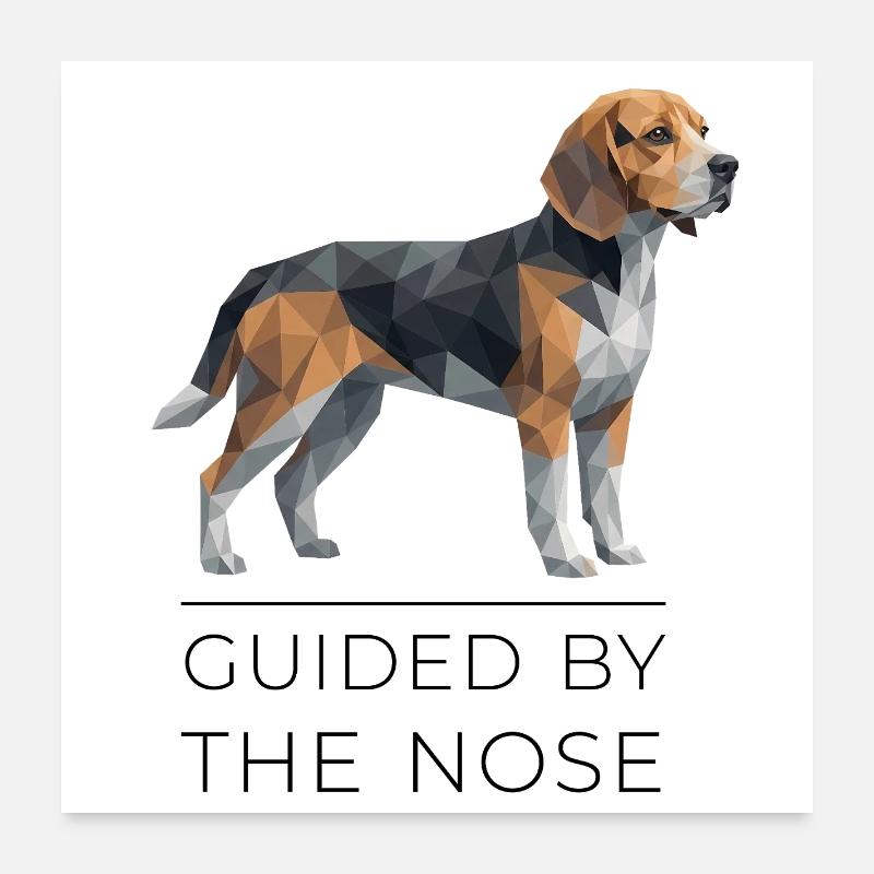Art Beagle Low-Poly - Guidé par le nez Poster 60 x 60 cm