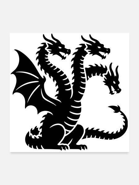 Drache - Poster 60x60 cm - Weiß
