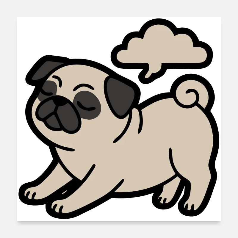 farting pug dog funny Poster 24" x 24" (60x60 cm)